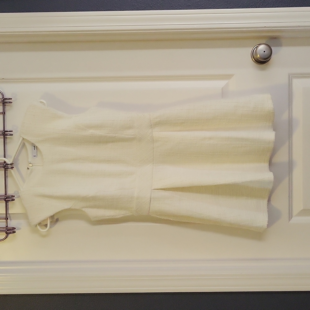 Mango Textured Mini Dress In Off White 4 NWT - Picture 7 of 11